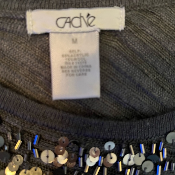 CACHE Dolman sleeve sequence accented sweater - medium - Picture 3 of 6